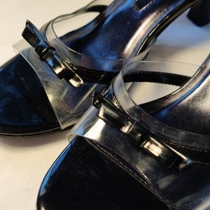 George Black Bow High Heel Sandal Size 7
